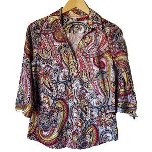 Dana Buchman Paisley Button Down Shirt NEW